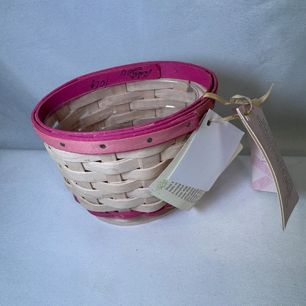 Longaberger 2011 Horizon of Hope Pink Handwoven Basket with Protector NWT